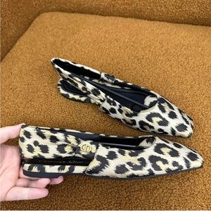 Dior Leopard Square Toe Ballet Flats